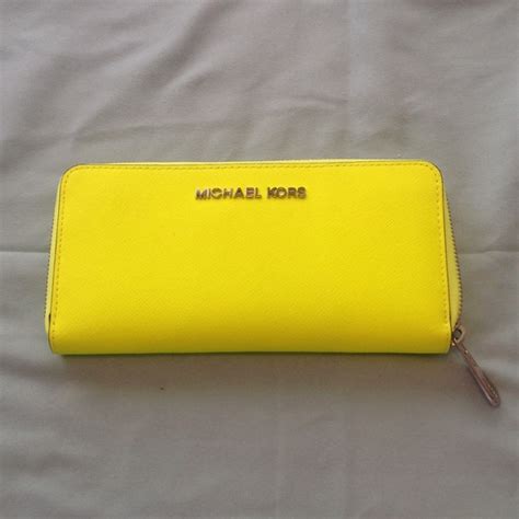 yellow michael kors purse b|Michael Kors neon yellow wallet.